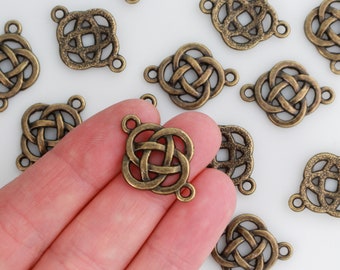 Bronze Celtic Knot Connector Links for Bracelets, Rosaries, Chaplets - 25mm x 18mm, 20pcs