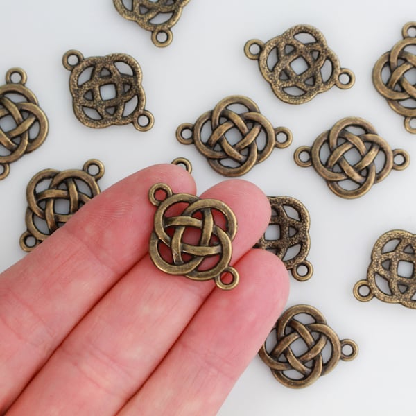 Bronze Celtic Knot Connector Links for Bracelets, Rosaries, Chaplets - 25mm x 18mm, 20pcs