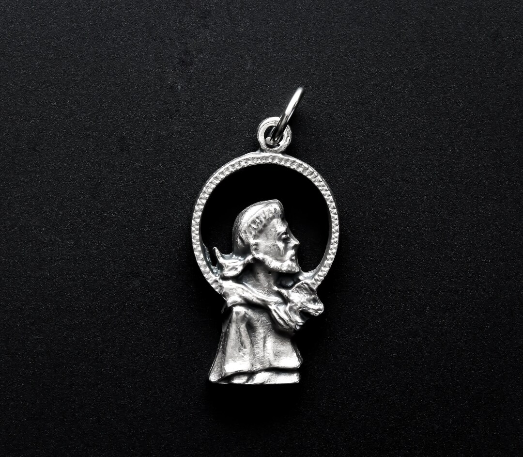 Saint Francis of Assisi Silhouette Pendant Necklace Charm 1-5/8" Long ...