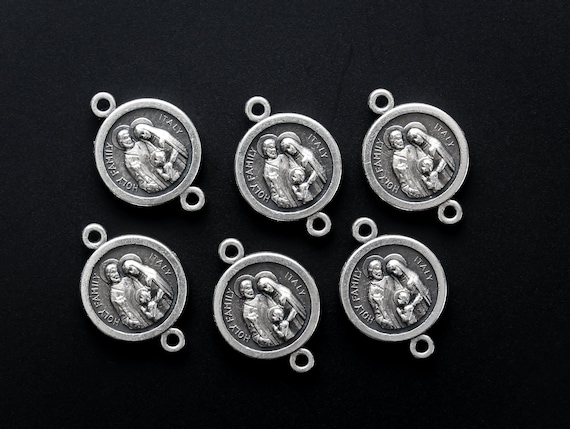 Holy Family Holy Spirit Medal Bracelet Connector Links, Our Father Beads 20x14mm, sold in packages of 6, 20, or 50 pieces