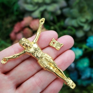 Corpus for Wall Crucifix - 2-7/8&quot; Long Gold Plated Body of Christ DIY Religious Craft Project with pre dilled holes