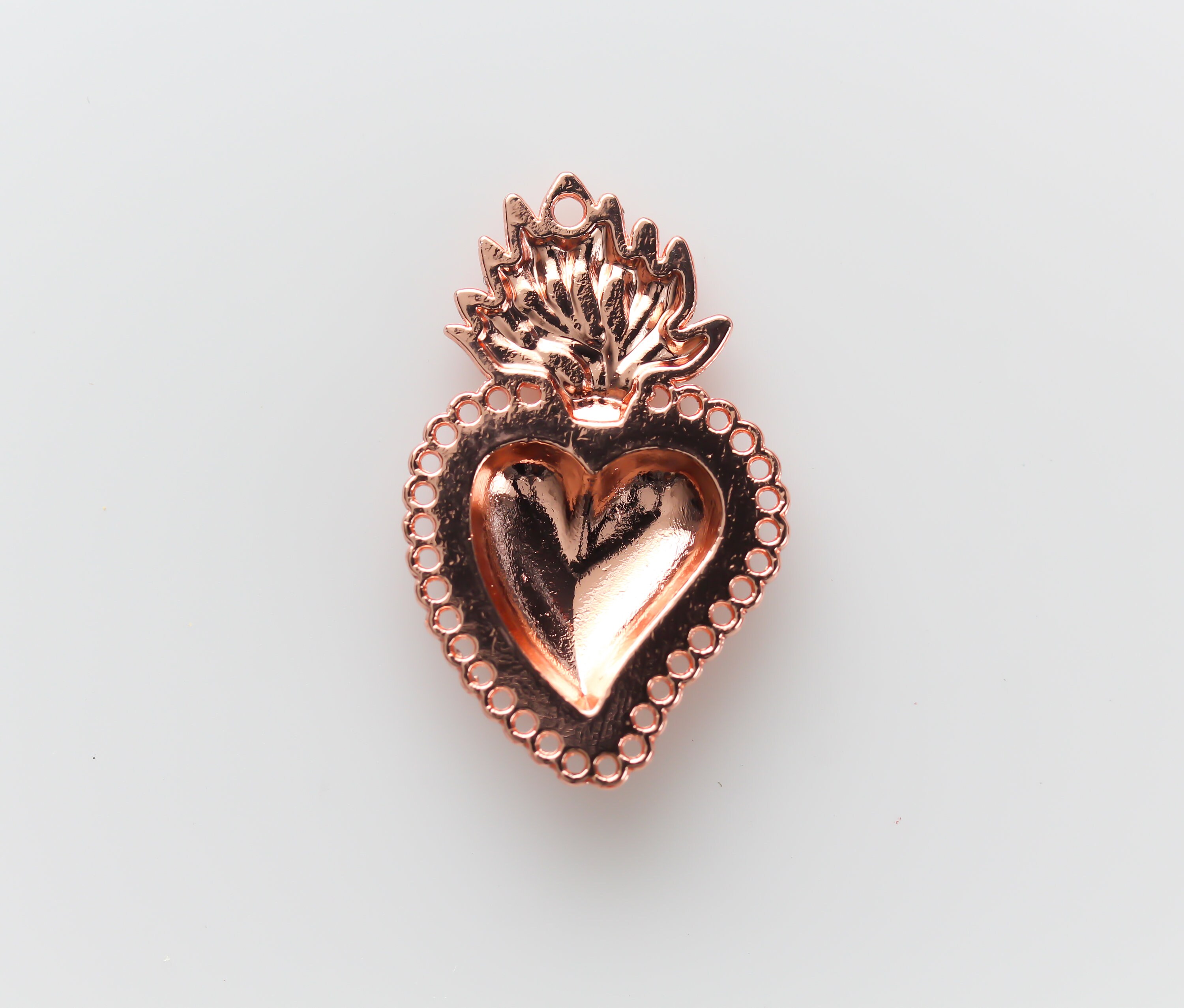 Bronze Sacred Heart Charms Milagro Flaming Heart Pendants 12, 25