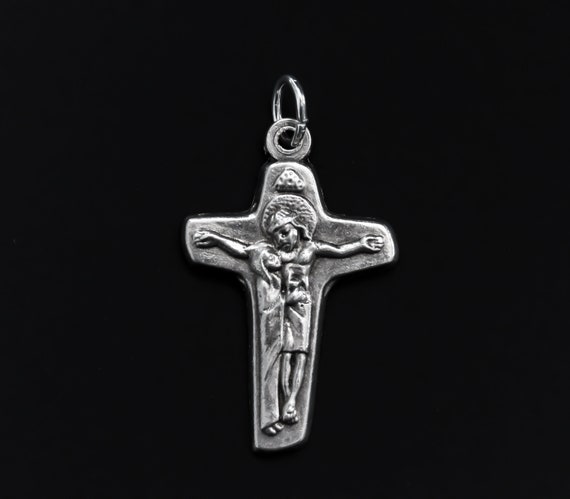 Mary at the side of Jesus Crucifix Pendant, Unity Cross of Schoenstatt - Available in two sizes - Made in Italy
