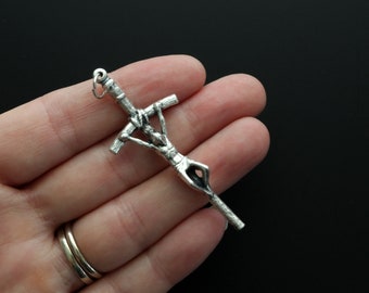 Italian Papal Crucifix Pendant of Pope Saint John Paul II - Manzu's Crucifix Cross 2-1/4" Long  - Made in Italy