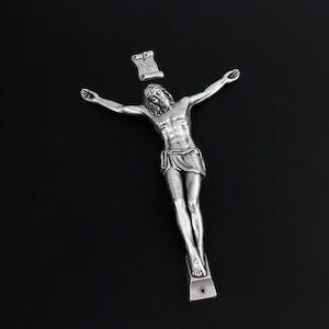Large Silver Corpus for Wall Crucifix - 5-3/8&quot; Long Body of Christ DIY Religious Craft Project with pre dilled holes