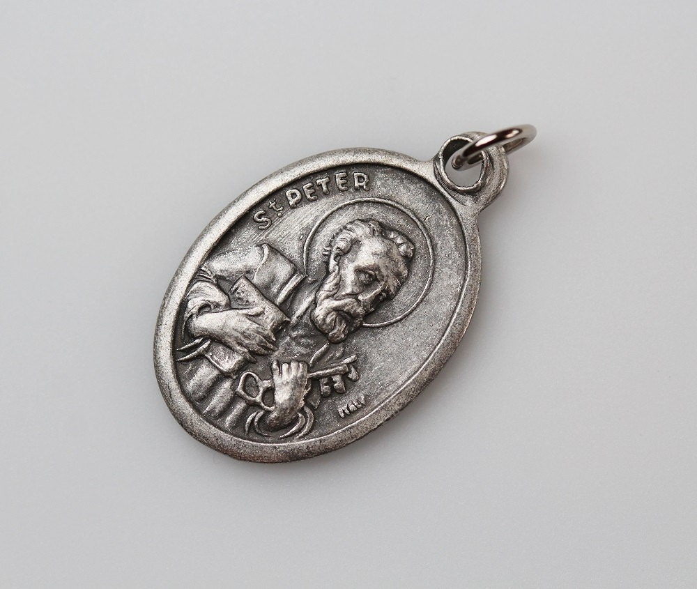 Saint Peter and St. Paul Religious Patron Saint Medal - Silver Oxidized ...