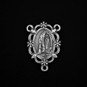Our Lady of Lourdes Rosary Centerpiece with Filigree Flower Design - Rosary Making Supply
