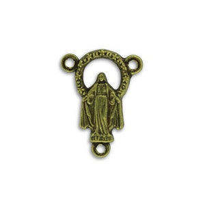Bronze Wunderbare Maria Rosenkranz-Mittelstück mit zwölf Sternen-Halo - Unsere Liebe Frau der Gnade-Rosenkranzherstellung