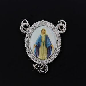 Miraculous Medal Color Image Rosary Centerpiece 15/16&quot; Long - Our Lady of Grace Rosary Parts
