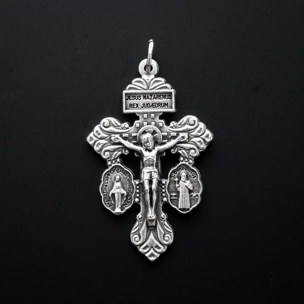 Großes Drei-Wege-Verzeihen-Kruzifix mit wunderbarer Medaille und Heiliger Benedikt 6,5 cm lang