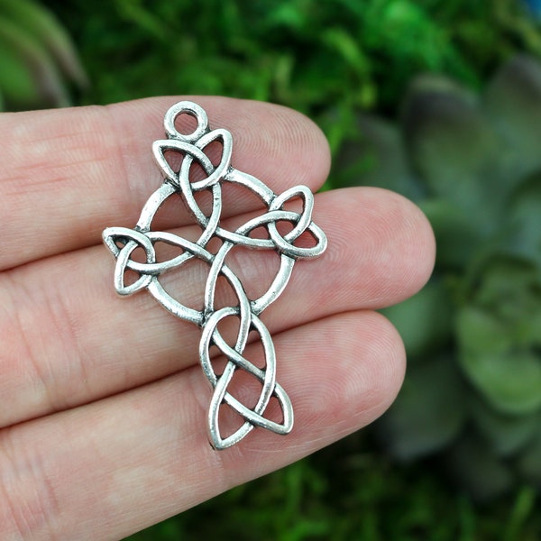 Irish Celtic Cross Pendant with Trinity Knot Symbol of Holy Trinity - Sold in sets of 2, 5 or 10 Crosses