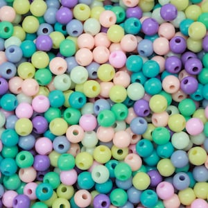 6mm Round Opaque Beads - Mixed Color Pastel Easter Spring Color Scheme - 100 Beads