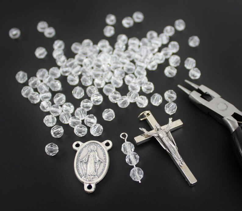 60 Acrylic Clear Beads for Rosary Making 6mm Round Faceted Etsy