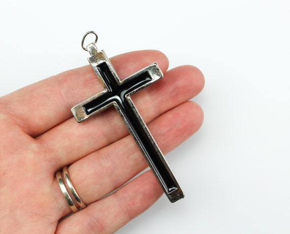 【希少】ChristianDior USAヴィンテージ タッセルジャケット黒6P Pectoral Crucifix Cross With Black Enamel Inlay - Nun's Habit
