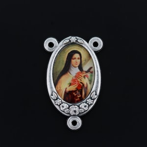 Saint Therese of Lisieux Color Image Rosary Centerpiece - 1&quot; Long, Made in Italy