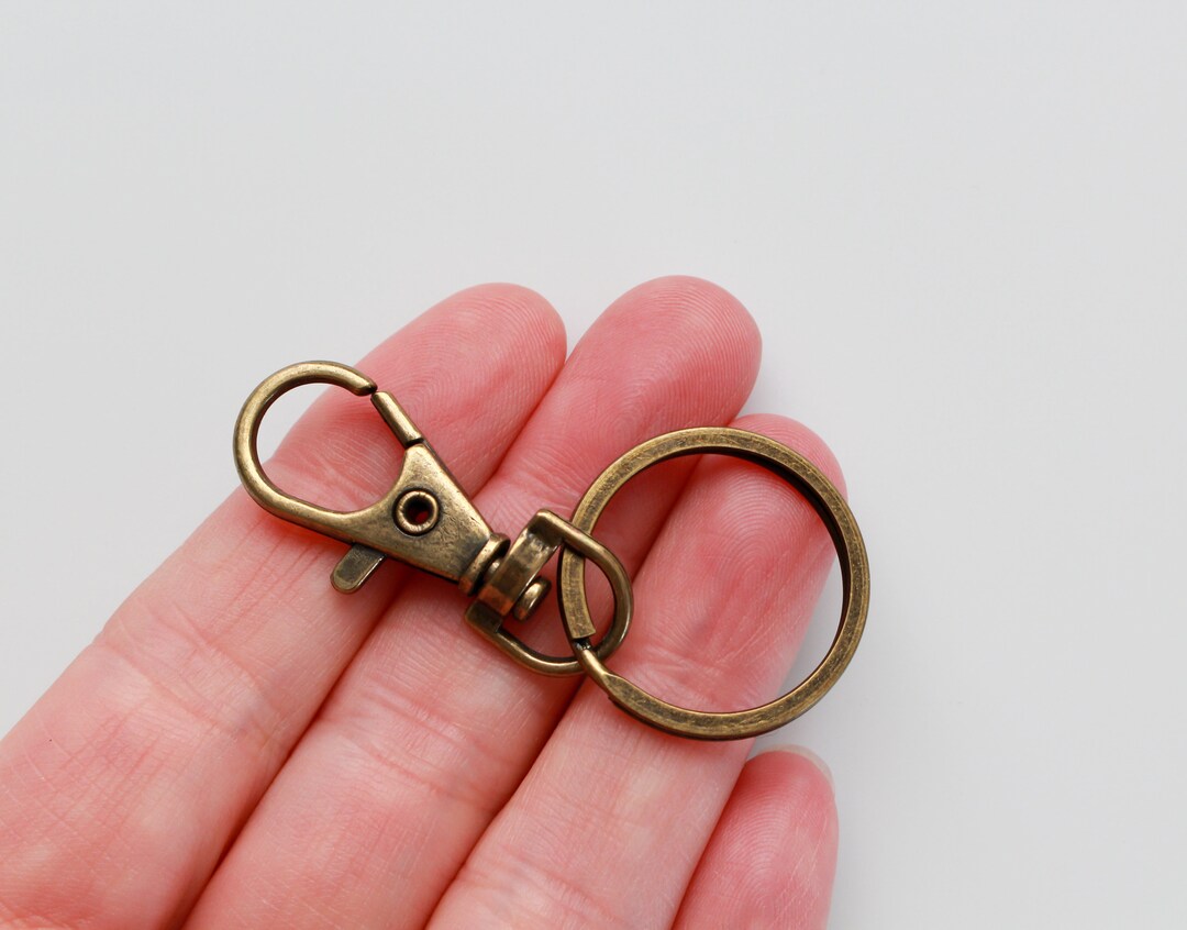 Key Ring With Swivel Lobster Claw Clasp Antiqued Bronze Tone Keychain