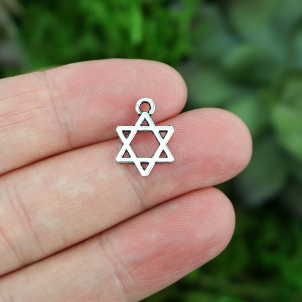 Small Silver Star of David Charms - Jewish Magen David Symbol of Israel Judaism - Shield of David Pendant 9/16" long 12, 25, or 50pcs