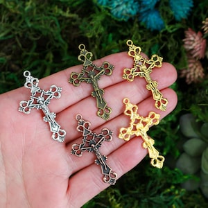 Ornate Jesus Crucifix Crosses 43mm Long - Available in Silver, Bronze, Gold, Red Copper - Sold in packs of 5 or 25pcs