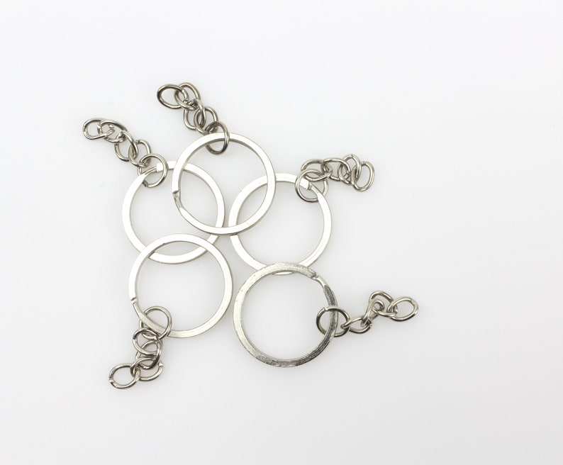 Key Rings Attach Key Ring With Attached Chain - Iron Based Alloy Silver Tone 1 Inch ...