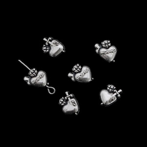 Sacred Heart of Jesus Metal Spacer Beads Silver Tone Color 9.5mm x 8mm image 3