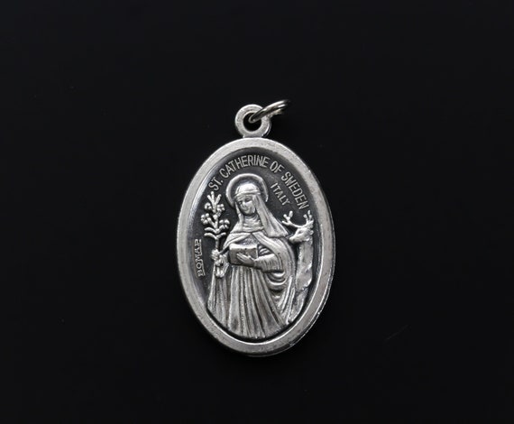 Saint Catherine of Sweden Medal - Patron Saint Protection from Miscarriage and Difficult Pregnancy - Made in Italy