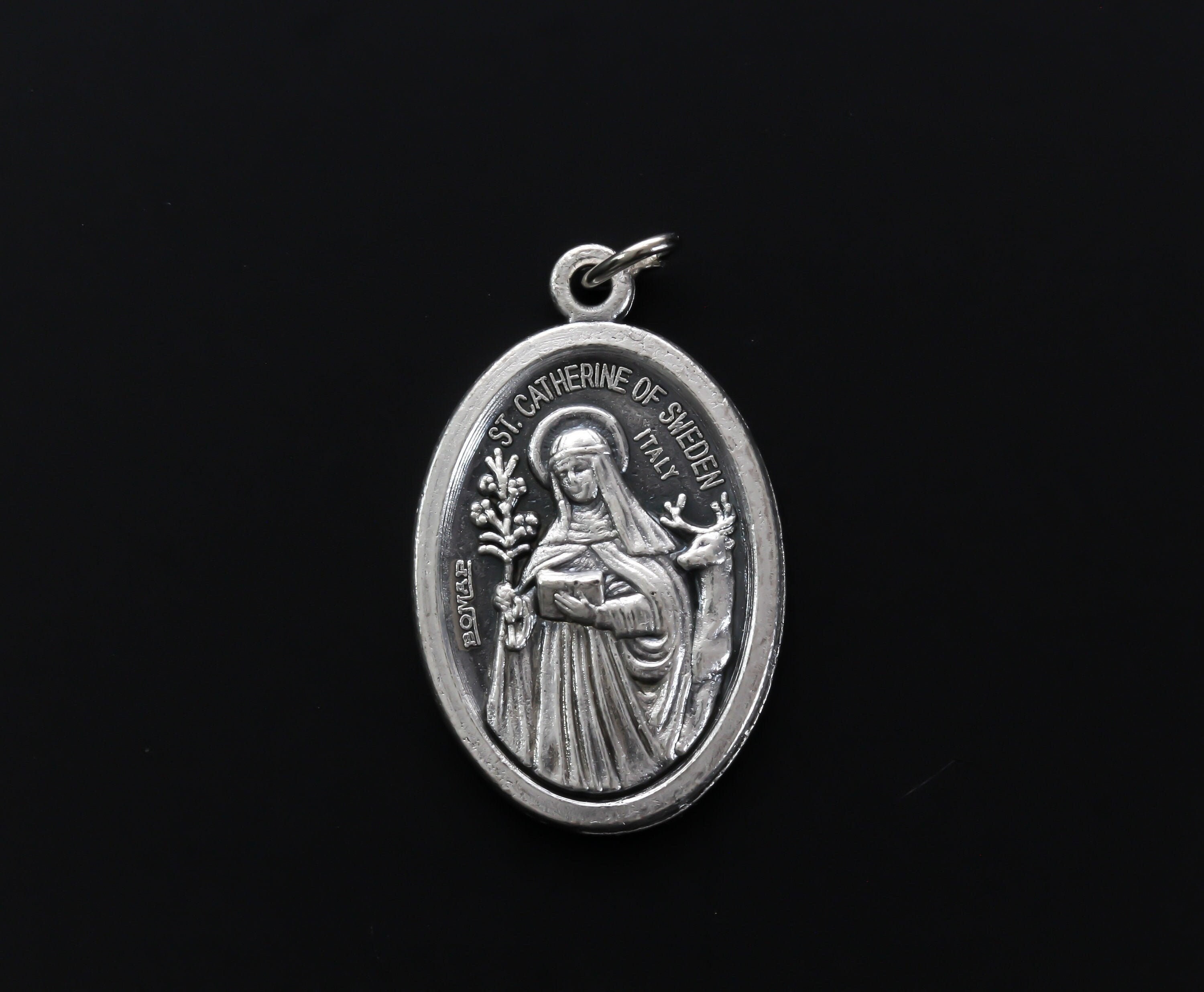 Saint Catherine of Sweden Medal - Patron Saint Protection from Miscarriage and Difficult Pregnancy - Made in Italy