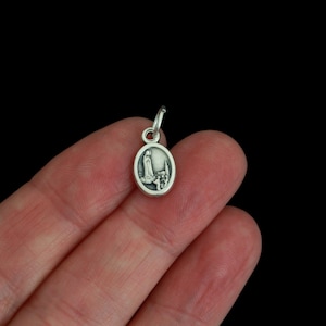 Tiny Our Lady of Fatima with Sacred Heart of Jesus Mini Medal 1/2&quot; Long, Made in Italy