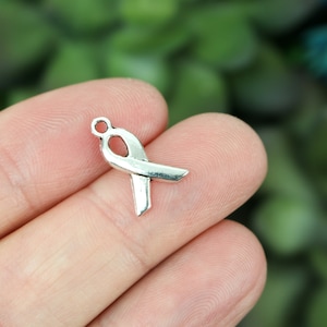 Tiny Awareness Ribbon Charms for Hope, Advocacy, and Change - Zinc Ally 14mm x 9mm. sets of 12, 25, or 50 charms
