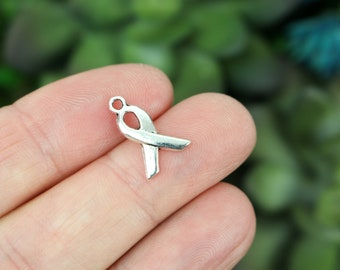Tiny Awareness Ribbon Charms for Hope, Advocacy, and Change - Zinc Ally 14mm x 9mm. sets of 12, 25, or 50 charms