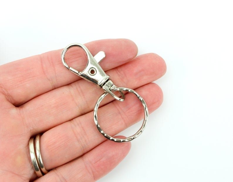 Key Ring With Swivel Lobster Claw Clasp - Iron Based Alloy Silver