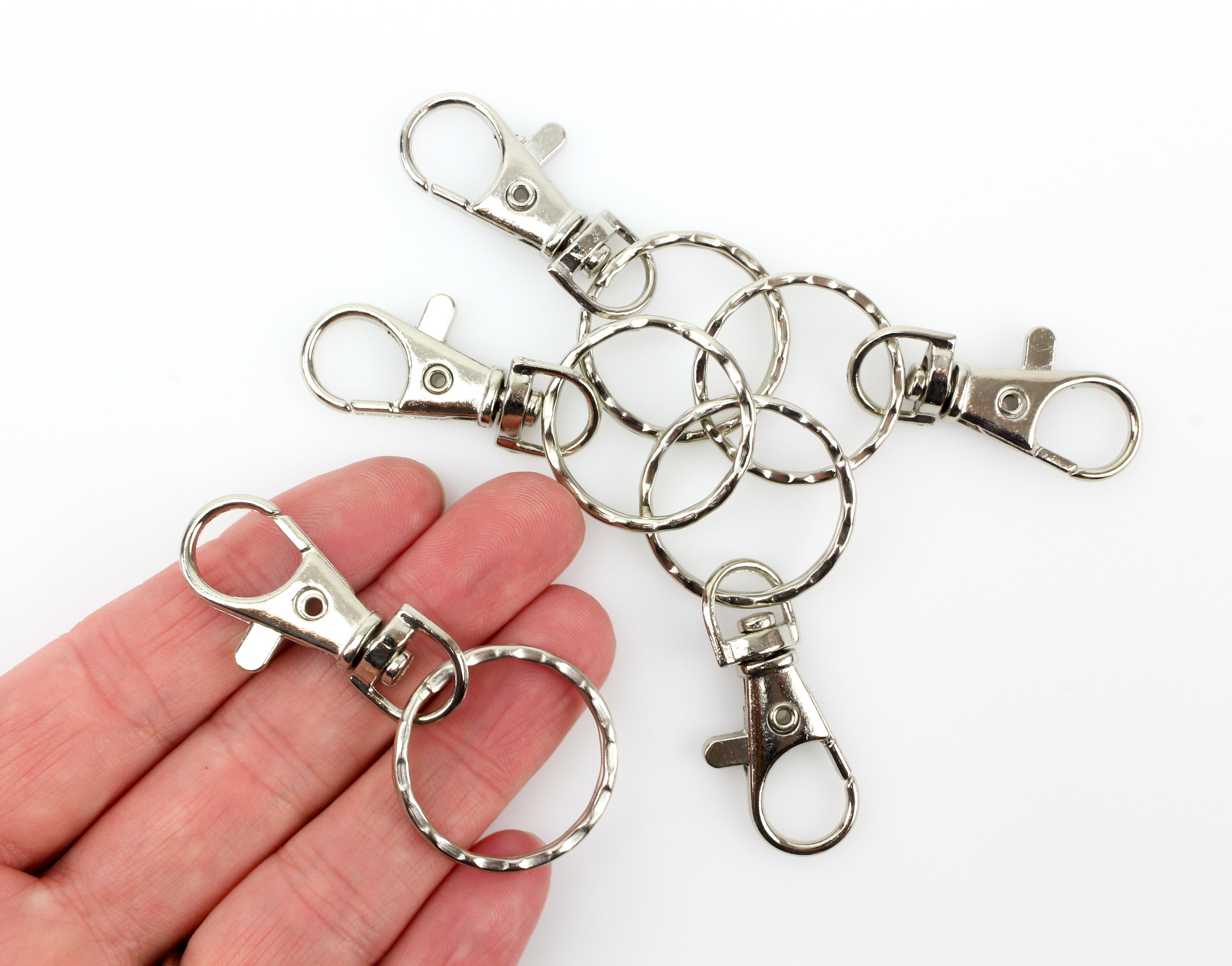 Key Ring With Swivel Lobster Claw Clasp - Iron Based Alloy Silver Tone ...