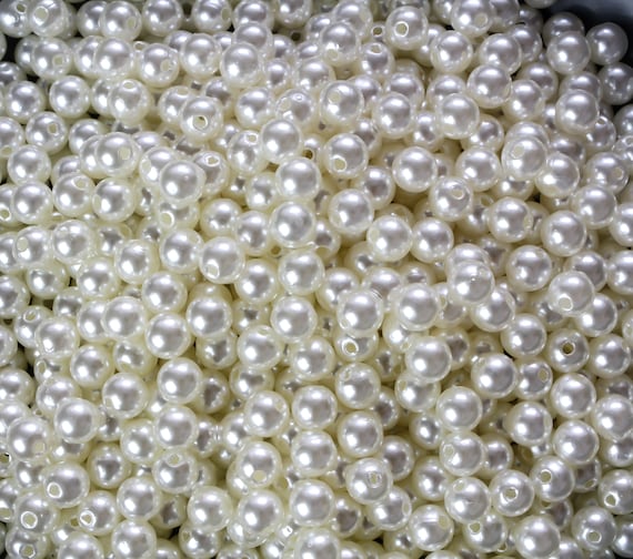 Niziky 500 Piezas De Cuentas Redondas De Perlas De 6 Mm Para Manualidades, Sin Agujero, Cuentas Sueltas Blancas/rosas - Relleno Para Jarrones, Bodas, Fiestas De Cumpleaños, Decoración Del Hogar