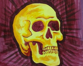 skull - yellow on violet