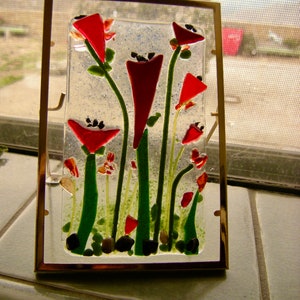 Little Poppies Fused Glass Tabletop Art image 3