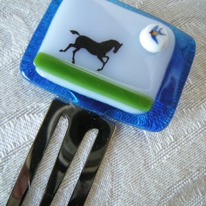 Horse and Bird Bookmark Handmade fused glass OOAK