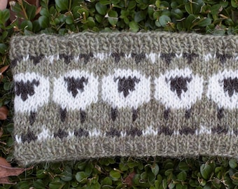 Sheep Motif Headband Knitting Pattern, Cozy Fair Isle Neck Warmer, Stranded Colorwork Design, Instant Download PDF