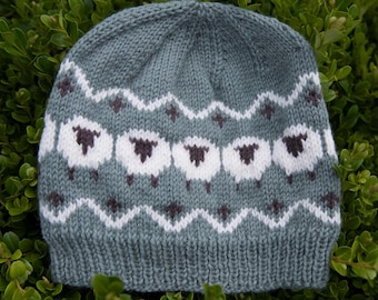 Sheep Hat Knitting Pattern, Kids Colorwork Hat PDF, Animal Knit Hat for Children, Fair Isle Beanie, Easy Winter Knitting Pattern