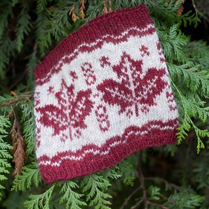 Maple Leaf Cowl Strickmuster, gemütlicher Herbst Halswärmer, kanadisch inspiriertes Herbst Accessoire, Instant Download PDF