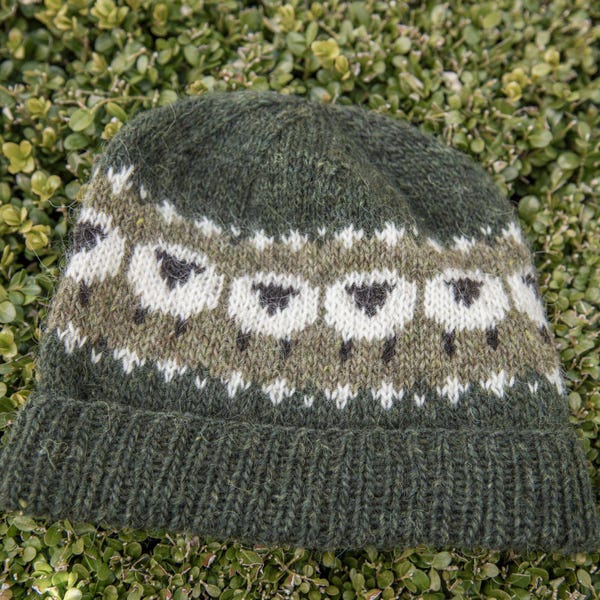 Sheep Hat Knitting Pattern Aran Weight, Stranded Colorwork Beanie, Fair Isle Farm Animal Hat, Toddler to Adult Sizes, DK Version Included