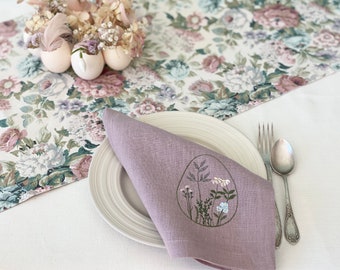 Best hostess gift, Easter party napkins, Embroidered Easter linen cloth napkins, Table set of 4 napkins, Dining linen napkins,