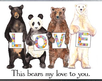 NEW! Love Bears Magnet - Watercolor Refrigerator Art Gift