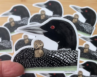 Loon and Chick Die Cut Vinyl Stickers