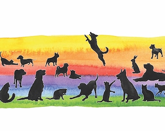 NEW! The Rainbow Bridge Pet Sympathy Card - Single or Set of 4, Watercolor Art Heartfelt Greeting