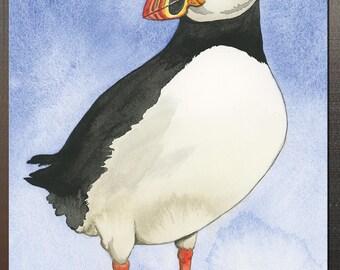 NEW! Serenity Puffin Magnet - Watercolor Refrigerator Art Gift