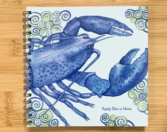 Rarely Blue in Maine 6" x 6" Watercolor Art Lined Spiral Notebook