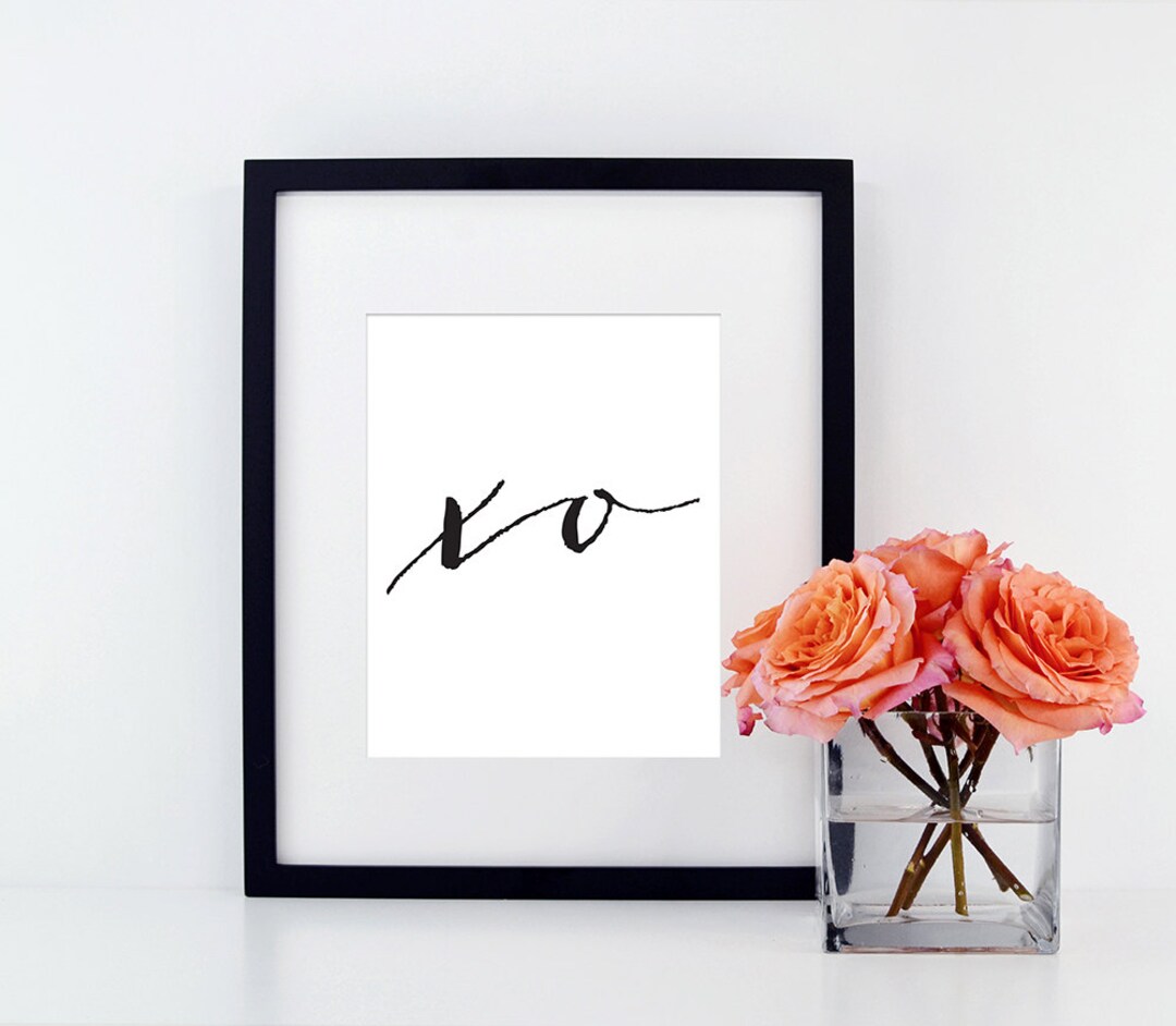 Printable Wall Art XO Wall Art Print XO Typography Black and White