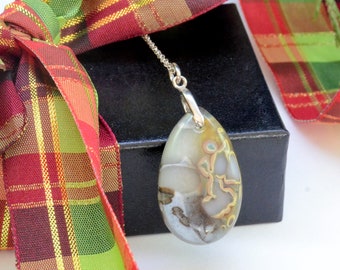 Handmade fused glass marble pendant, sterling silver necklace for her, ready to ship