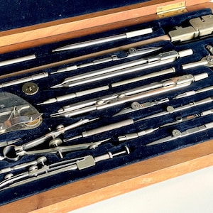 1920's RICHTER PRÄCISION XVP drafting tools case Dotting Pens drawing architecture Exceptional!