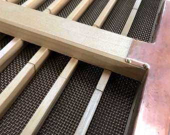 Gran pantalla auténtica tradicional japonesa para FABRICACIÓN DE PAPEL, malla de cobre, papel TAMEZUKI, 27,5" x 39,5"