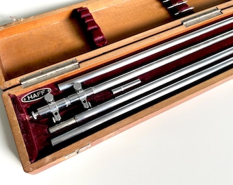 Vintage HAFF 246/200 precision beam compass Germany drafting tool in original wooden case drawing architecture